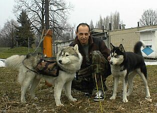 Micha� z haszczakami: Chic� i Szamanem.