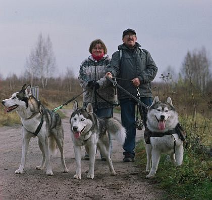 Ala and Piotr with Brutus, Snooker and my Shaman.